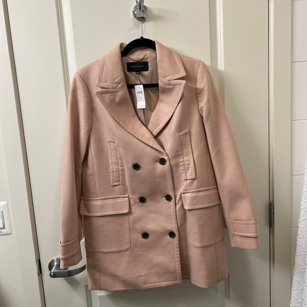 Ann Taylor Women's Pink Double-Breasted Blazer